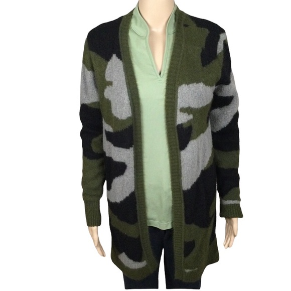 Women’s DESIGN LAB Long Length Green/Grey Animal Print Cardigan, Size XS - Picture 1 of 8